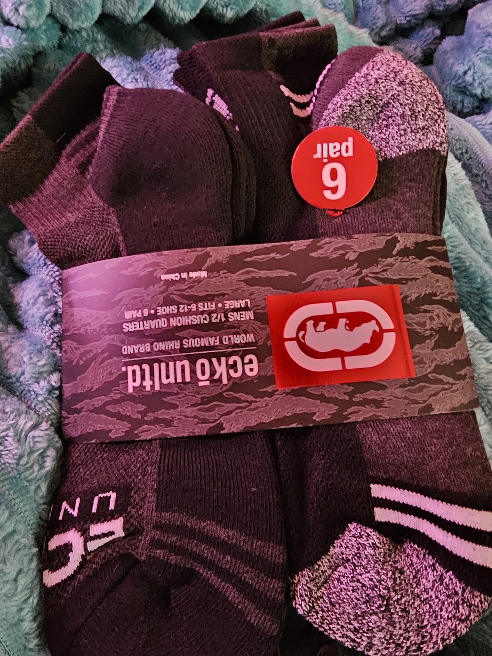 Ecko Unlimited Black Athletic Quarter Socks - 6 Pr. NWT Retail $18